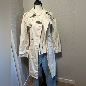 Talbots cream colored weather resistant trench sz 14